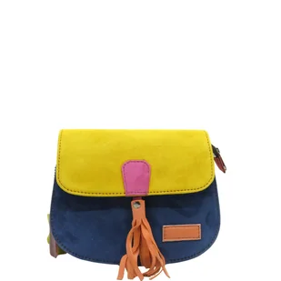 Torebka listonoszka zamszowa damska regulowany pasek kolorowa OLIVKA - Torebki damskie - miniaturka - grafika 1