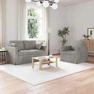 Sofy i kanapy - VidaXL Sofa 2 pcs Jasnoszary - miniaturka - grafika 1