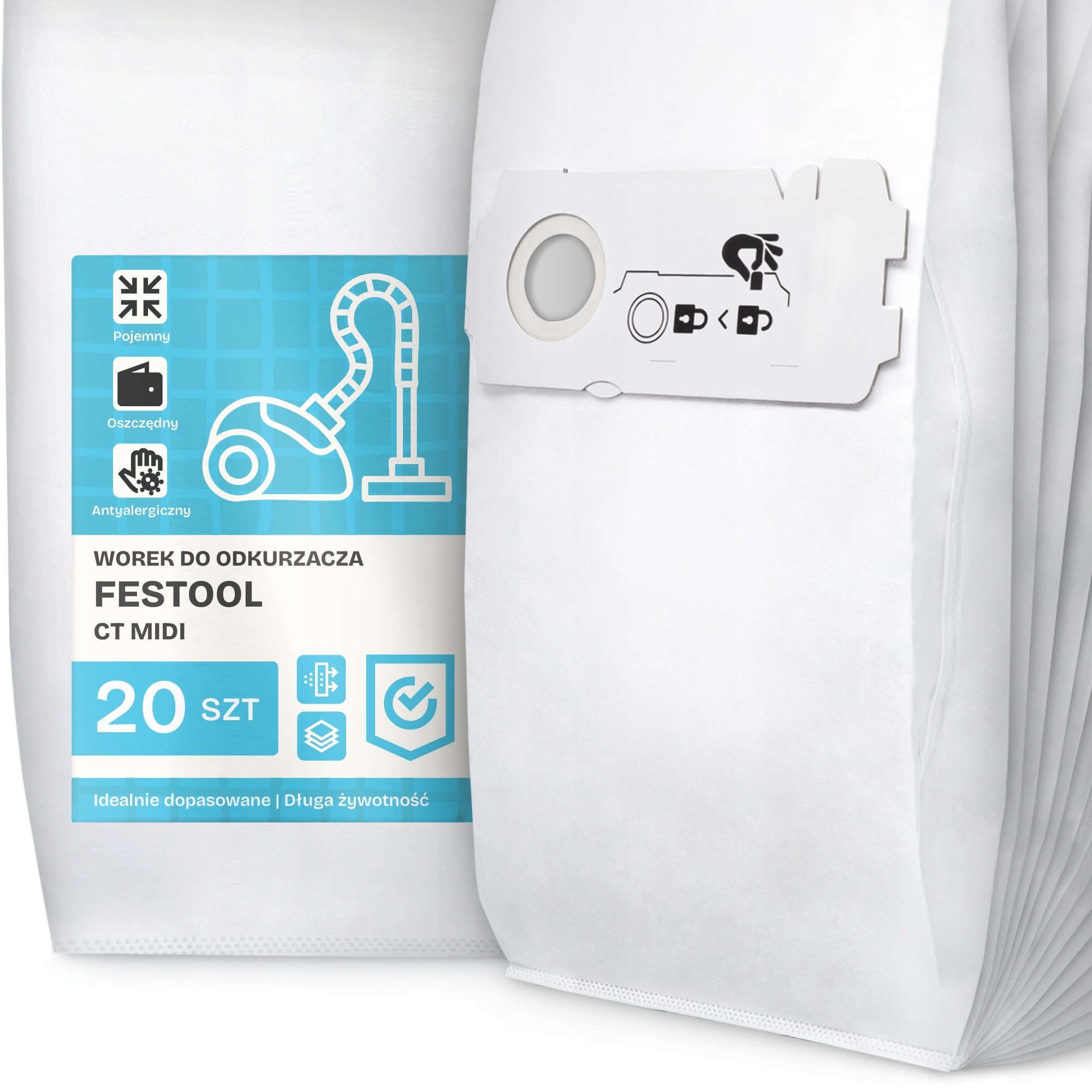20x Worek do Odkurzacza Festool Ct MIDI Syntetyczny Mikrowłókna Worki G9-W