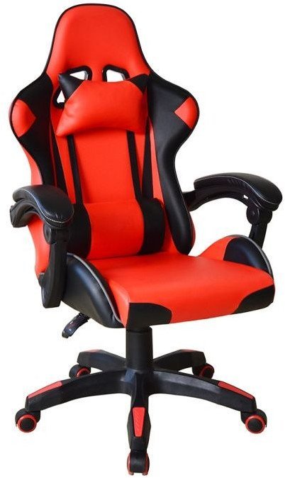 Ergonomiczne krzesło biurowe z poduszkami, czarno-czerwone