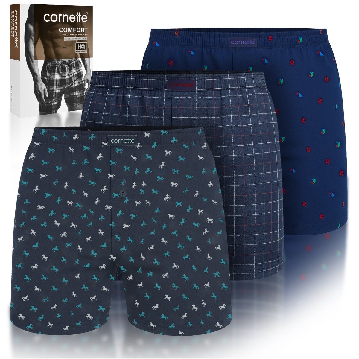 Cornette Bokserki Luźne Bawełniane BM437 Comfort 3 pak Rozmiar L