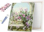 Malowanie po numerach - Malowanie po numerach Kwitnąca róża na oknie 40x50 / beliart - miniaturka - grafika 1