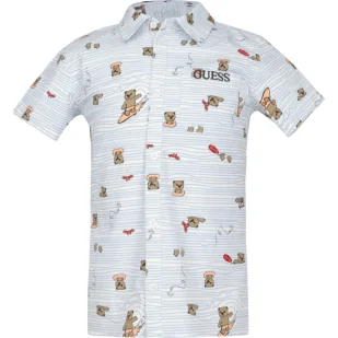 Guess Koszula STR POPLIN SS | Regular Fit - Bluzki dla chłopców - miniaturka - grafika 1
