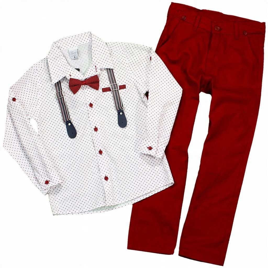 Elegancki Komplet Koszula Mucha Szelki Wzór 92 2L