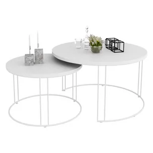 Biały zestaw dwóch stolików kawowych - Olona 5X - Ławy i stoliki kawowe - miniaturka - grafika 1