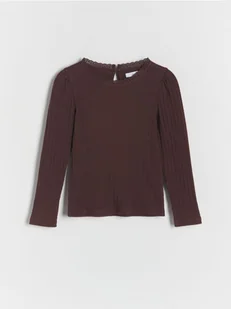 Reserved - Bluzka z koronką - mahoniowy - Bluzki dla dziewczynek - miniaturka - grafika 1