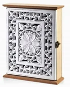 Szafki na klucze - Drewniana skrzynka szafka na klucze biała drewniana 27x21,5 HTYK7086 - miniaturka - grafika 1
