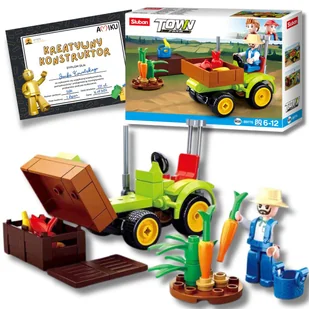 KLOCKI SLUBAN FARMA TRAKTOR POJAZD MASZYNA WIEŚ ROLNIK GOSPODARSTWO + DYPLOM - Klocki - miniaturka - grafika 1