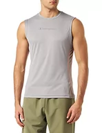 Koszulki męskie - Champion Męski sportowy C-tech szybkoschnący Poly Mesh boczne rurki S/L tank top, szary kamień, L - miniaturka - grafika 1