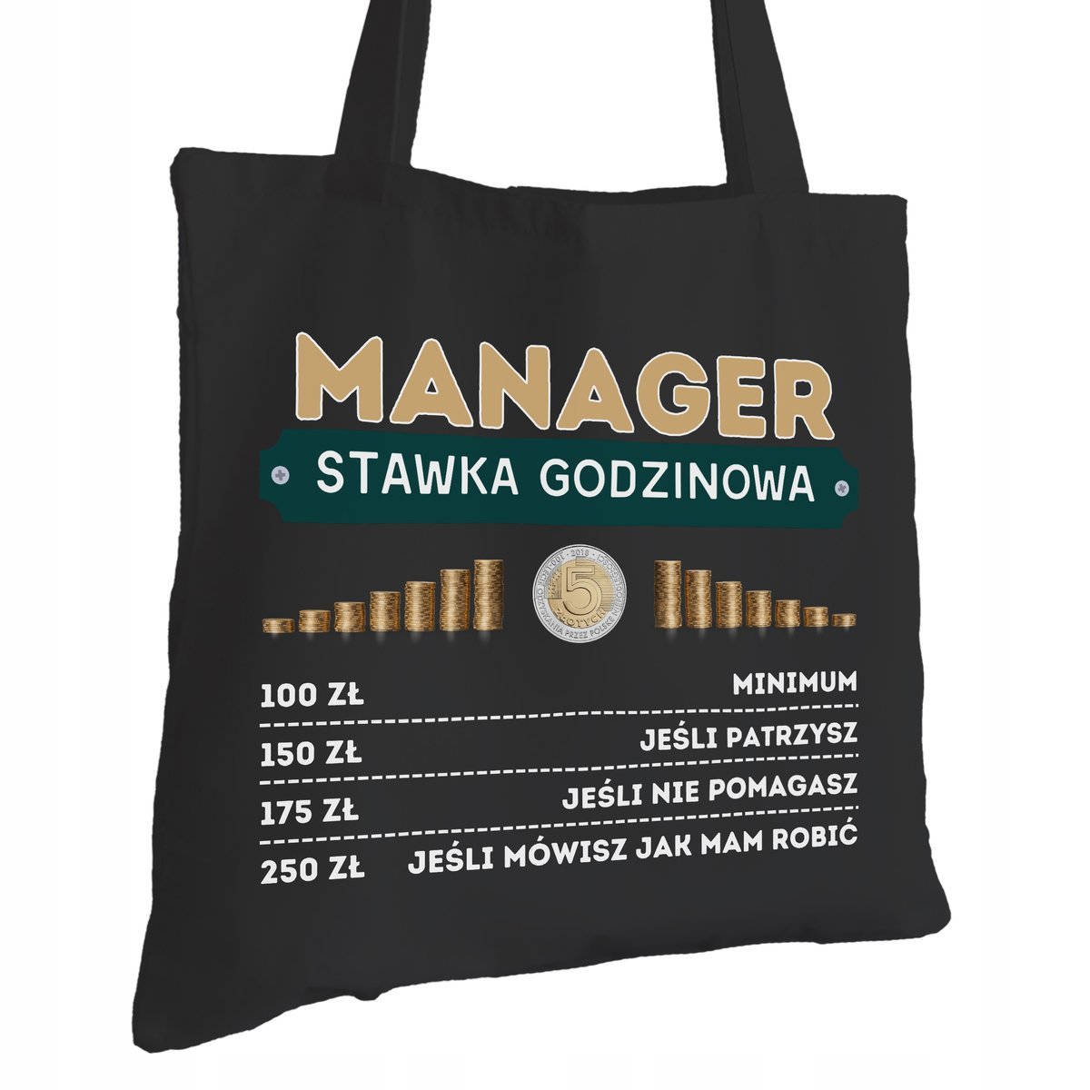Torba Bawełniana dla Managera Czarna Na Prezent Ekologiczna Trwały Nadruk