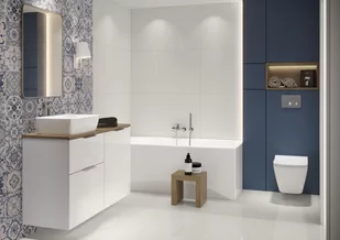 Cersanit City szafka 80 cm podumywalkowa wisząca biały połysk S584-018-DSM - Szafki łazienkowe - miniaturka - grafika 1