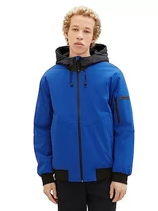 TOM TAILOR Denim Męska kurtka softshellowa z kapturem, 14531-błyszczący królewski błękit, XL - Kurtki męskie - miniaturka - grafika 1