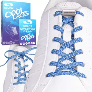 Sznurówki elastyczne bez wiązania z zapinkami niebieskie z brokatem - Akcesoria obuwnicze Sznurówki elastyczne bez wiązania z zapinkami niebieskie z brokatem - Akcesoria obuwnicze - miniaturka - grafika 1