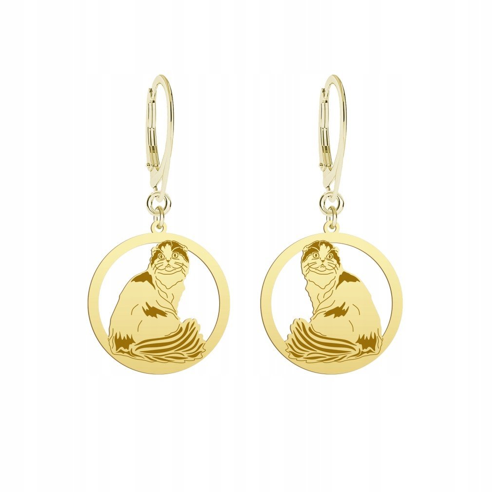 Kolczyki Złote Kot Szkocki Zwisłouchy 925 Biżuteria Prezent GRAWER GRATIS