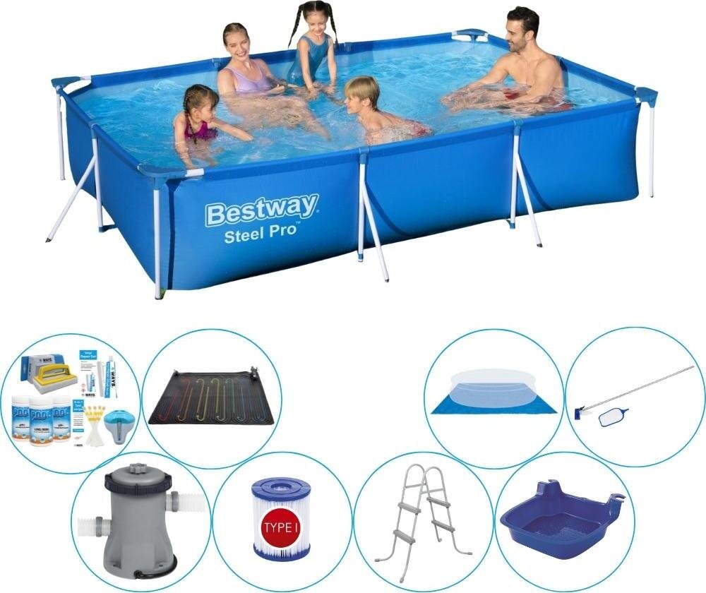Bestway Steel Pro 300x201x66 cm Prostokątny - 9-częściowy - Basen z akcesoriami