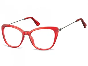 Sunoptic Okulary oprawki zerówki korekcyjne Kocie Oczy AC8F czerwone - Okulary korekcyjne, oprawki, szkła - miniaturka - grafika 1