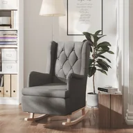 Fotele - Fotel bujany z kauczukowymi nóżkami, jasnoszary, obity tkaniną - miniaturka - grafika 1