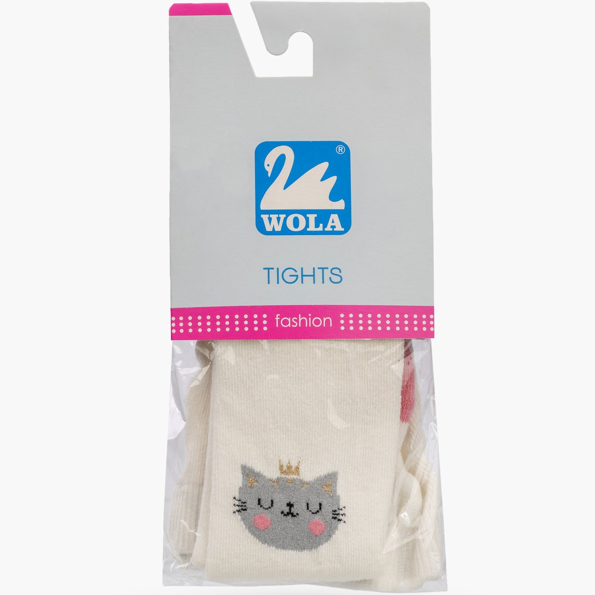 Rajstopy Dziecięce Bawełniane Rajtuzy Elastyczne Z Kotkiem WOLA Białe Biały 56-62