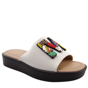 Evento 25SD35-8785 damskie klapki na koturnie białe - Klapki i japonki damskie Evento 25SD35-8785 damskie klapki na koturnie białe - Klapki i japonki damskie - miniaturka - grafika 1