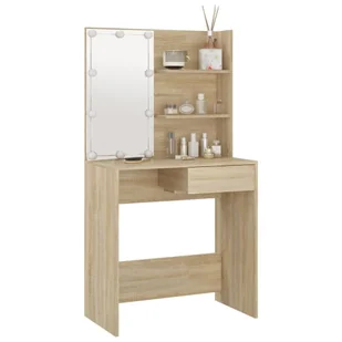 Toaletka z oświetleniem LED, dąb sonoma, 74,5x40x141 cm Lumarko! - Toaletki - miniaturka - grafika 12