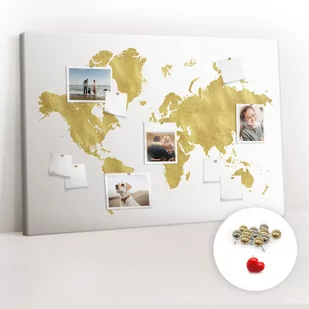 Organizer na ścianę XXL, Tablica Korkowa 120x80 cm - Złota mapa świata + Pinezki - Tablice i flipcharty - miniaturka - grafika 1