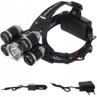 Latarki - Latarka Czołowa Lampka Czołówka Mocna 5LED Cree T6 2 x Ładowarka 2 x Aku - miniaturka - grafika 1