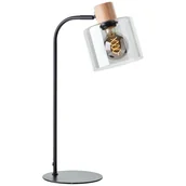 Lampy stojące - Brilliant Weald lampa stołowa czarny/dymny/drewno metal/szkło/drewno włącznik przewodu 1x A60, E27, 40 W, nadaje się do zwykłej żarówki (brak w zestaw - miniaturka - grafika 1
