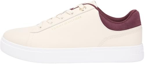 Tommy Hilfiger Damskie trampki na co dzień FW0FW09020 Low Top, beżowe (Soft Cream/Marzemino), 38, Beżowy miękki kremowy Marzemino, 38 EU