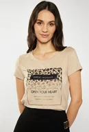 Koszulki i topy damskie - T-shirt damski z ozdobnym panelem - Monnari - miniaturka - grafika 1