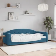 Sofy i kanapy - vidaXL Sofa z funkcją spania, niebieska, 90x200 cm, obita aksamitem - miniaturka - grafika 1