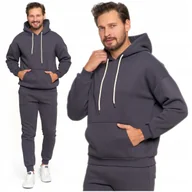 Bluzy męskie - Ciepła BLUZA MĘSKA Dresowa Przez Głowę z Kapturem Luźna Oversize MORAJ XL - miniaturka - grafika 1
