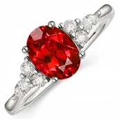 Pierścionki - Srebrny Pierścionek z Rubinem Cyrkonie Regulowany Elegancki Stal Szlachetna - miniaturka - grafika 1