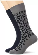 Skarpetki męskie - Emporio Armani Męskie krótkie skarpety na co dzień, 2-pak, Morski/antracytowy szary, rozmiar uniwersalny - miniaturka - grafika 1