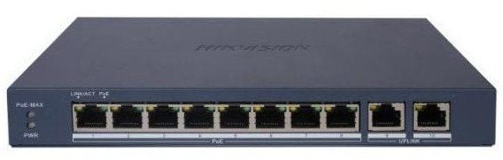 Šakotuvas 10 prievadų, 8 PoE komutatorius Hikvision DS-3E1510P-EI/MB
