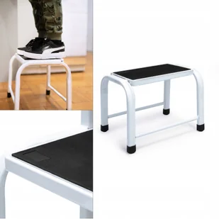 Podest, taboret, stołek, schodek roboczy biało- czarny 1 stopień Drabest - Taborety i hokery - miniaturka - grafika 1