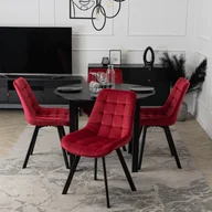 Stoły z krzesłami - Zestaw Stół Okrągły Rozkładany HARRY 102-142 cm Czarny i 4 Krzesła Tapicerowane RICK Bordowe Nowoczesne Loft - miniaturka - grafika 1