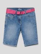 Spodnie i spodenki dla dziewczynek - Szorty jeansowe o kroju slim fit z 5 kieszeniami - miniaturka - grafika 1