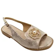Sandały damskie - S.Barski KV51-057 sandały damskie z ozdobą comfort złote - miniaturka - grafika 1