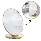 Lusterka do makijażu - Lusterko kosmetyczne stojące drewniane, owalne, złota ramka 15 x 20cm L18 - miniaturka - grafika 1