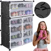 Szafki na buty - Szafka Modułowa Na Buty Obuwie Czarna Regał Stojak Półki Organizer Pudełka - miniaturka - grafika 1