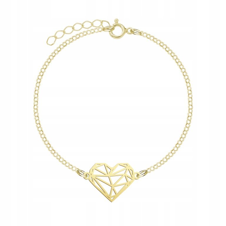 Pozłacana Bransoletka AŻUROWE SERCE DEDYKACJA