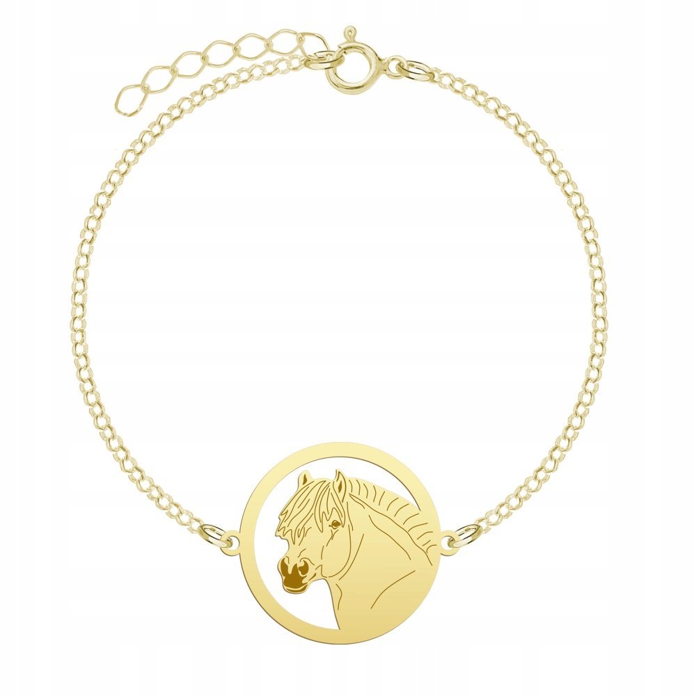 Bransoletka Złota z Koń Fiordzki 925 Łańcuszek Biżuteria Kobieta GRAWER
