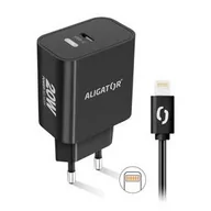 Ładowarki do telefonów - Ładowarka sieciowa Aligator Power Delivery 20W, USB-C + kabel pro Apple (CHPD0015) Czarna - miniaturka - grafika 1