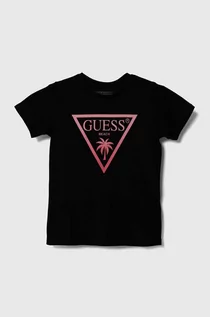 Koszulki dla chłopców - Guess t-shirt dziecięcy kolor czarny z nadrukiem - grafika 1