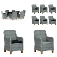 Meble ogrodowe - vidaXL 7-częściowy ogrodowy zestaw jadalniany z poduszkami z rattanu w kolorze jasnoszarym - Zestaw mebli ogrodowych - Zestawy mebli ogrodowych - Stół i krzesło ogrodowe - Stoły i krzesła ogrodowe - miniaturka - grafika 1