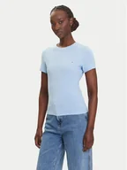 Koszulki i topy damskie - Tommy Jeans T-Shirt Linear DW0DW21164 Błękitny Slim Fit - miniaturka - grafika 1