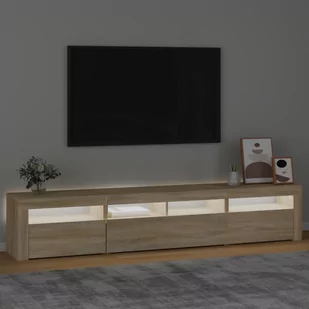 Lumarko Szafka pod TV z oświetleniem LED, dąb sonoma, 210x35x40 cm - Szafki RTV - miniaturka - grafika 4
