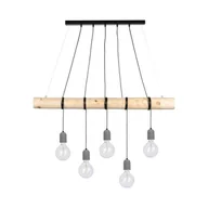 Lampy sufitowe - Spotlight Trabo Concrete lampa wisząca 5-punktowa sosna naturalna/czarny /szary 69499504 69499504 - miniaturka - grafika 1