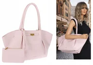 Torebki damskie - Regina Schrecker Torebka Damska Shopper na Ramię pojemna RS5022 różowa - miniaturka - grafika 1