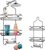 Koszyki łazienkowe - Koszyk prysznicowy Vilde Półka łazienkowa metalowa zawieszana organizer na prysznic deszczownicę wisząca czarna 61x28,5x12,5 - miniaturka - grafika 1